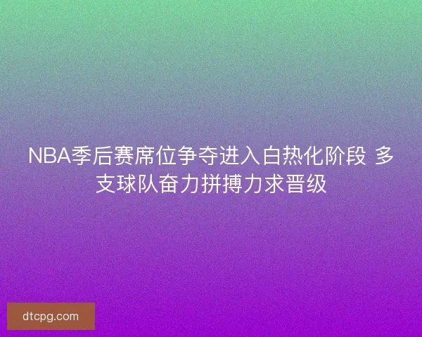 NBA季后赛席位争夺进入白热化阶段 多支球队奋力拼搏力求晋级 NBA季后赛席位争夺进入白热化阶段 多支球队奋力拼搏力求晋级